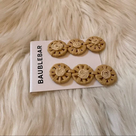 BaubleBar Straw / Rattan / Raffia Triple Drop Earrings - New on Card - NWT - Picture 6 of 7